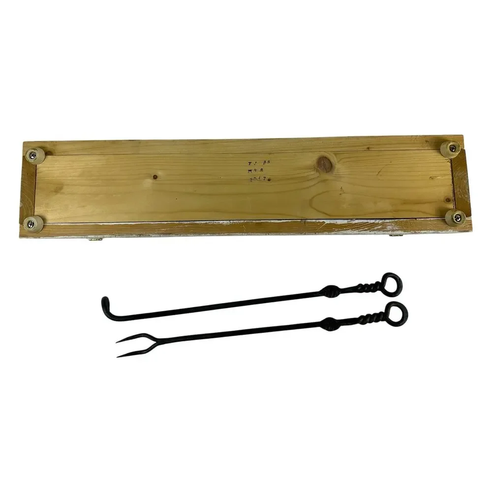 Forged Metal BarBQ Tools Twisted Leaf Design Original Box Texas Signed Set of 2